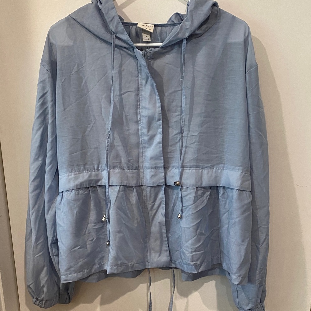 Light Blue Hooded Women's Jacket